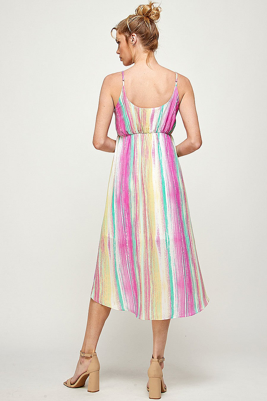 High Low Spaghetti Strap Printed Dress